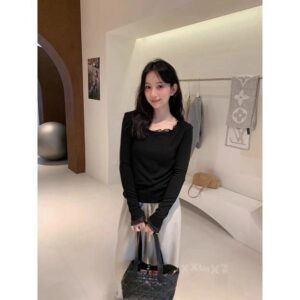 AM家 甜美風 經典百搭花邊領上衣