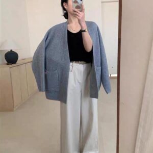 AM家 大版型針織口袋外套